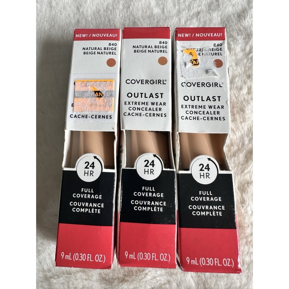 COVERGIRL 3-Pack Outlast Extreme Wear 24HR Concealer 840 Natural Beige .30 fl oz